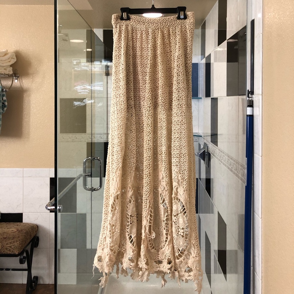 Rare Free People Mi Amore Crochet Maxi Skirt 0 - Picture 6 of 8